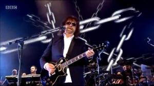 Jeff Lynne strums his guitar at BBC Radio 2's Festival in a Day